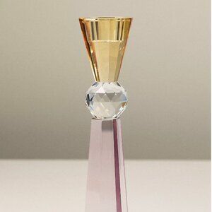Anthropologie Cut Glass Candle Holder Color Wheat/Clear/Amethyst